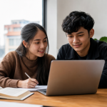 Nepali students using AI tools together for study