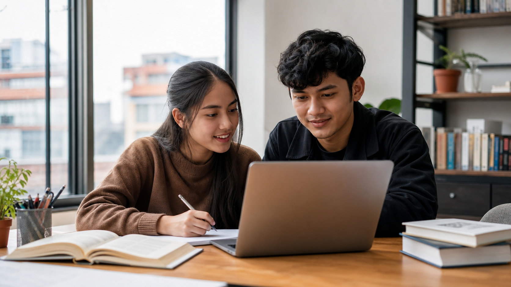 Nepali students using AI tools together for study