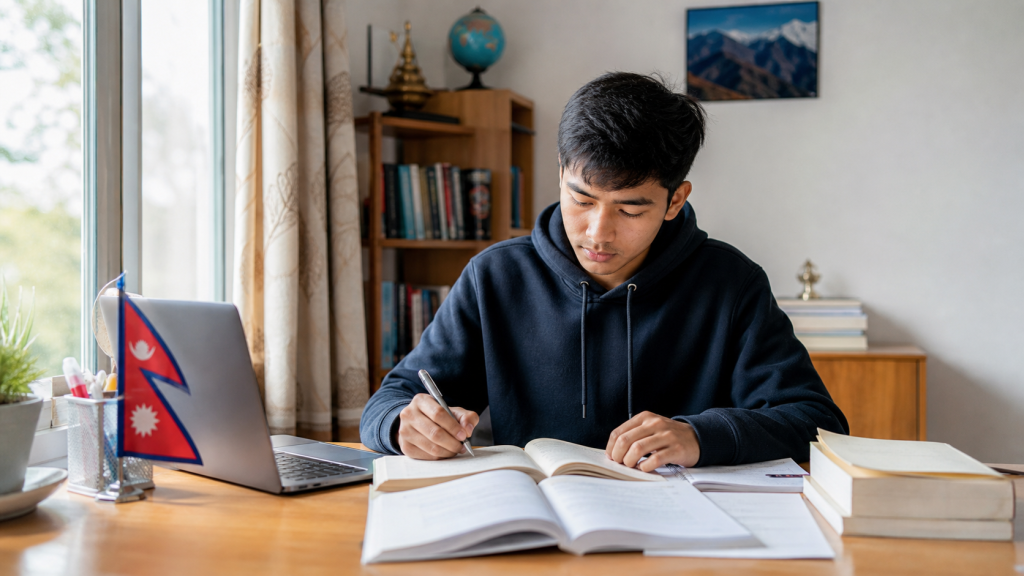 Nepali student preparing for the TU BCA entrance examination